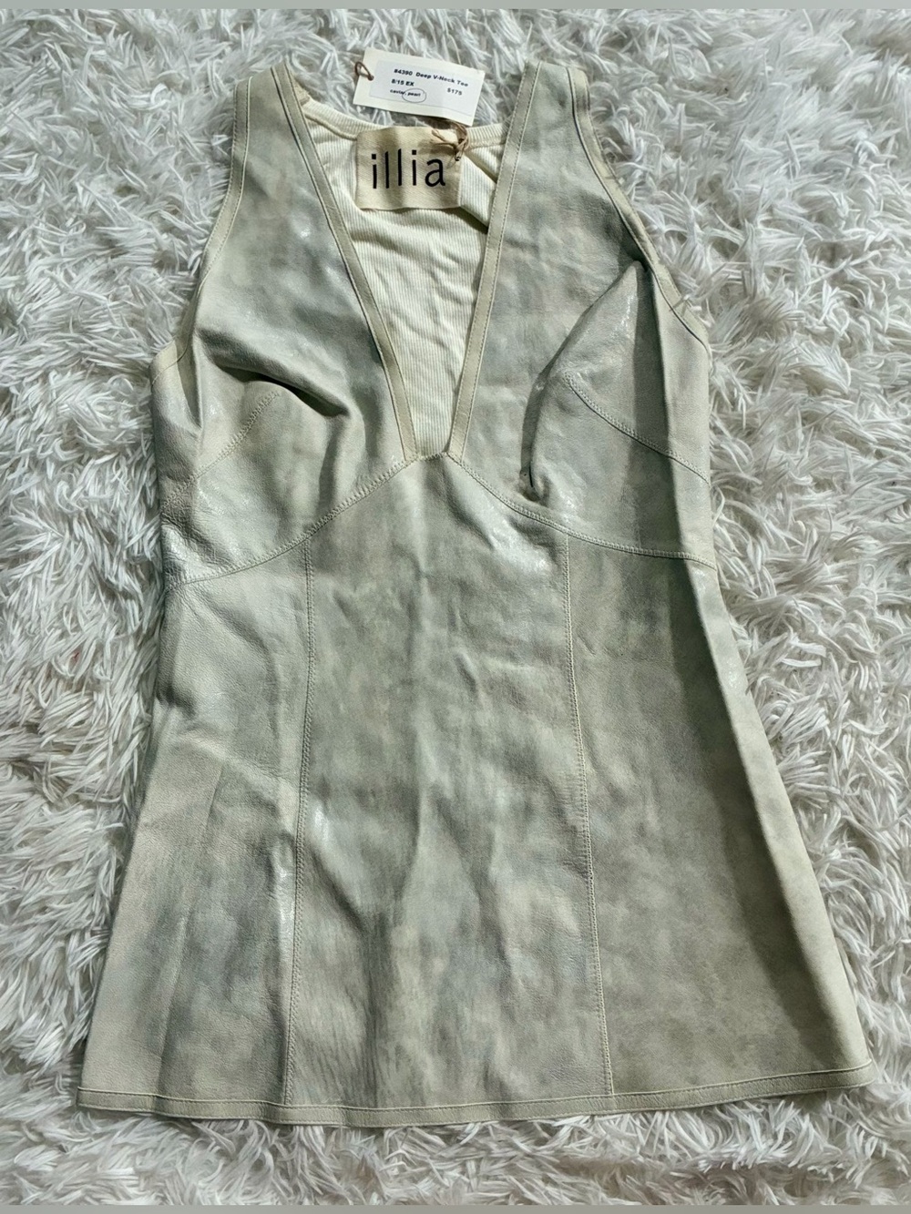 Illia Anthropologie Elevated Minimalist Industrial Grunge Leather Top Pearl S